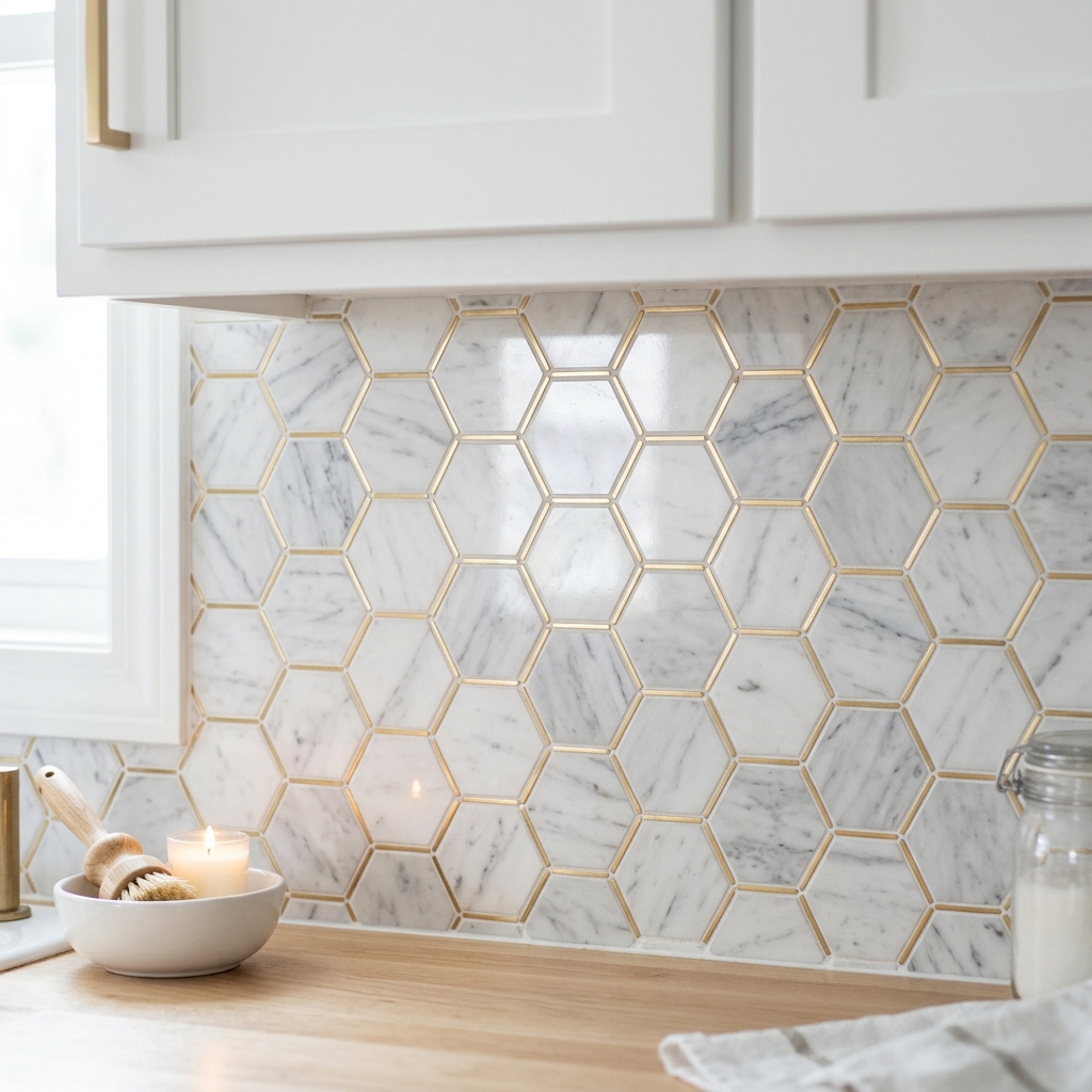 Statuario Hexagon Mosaic