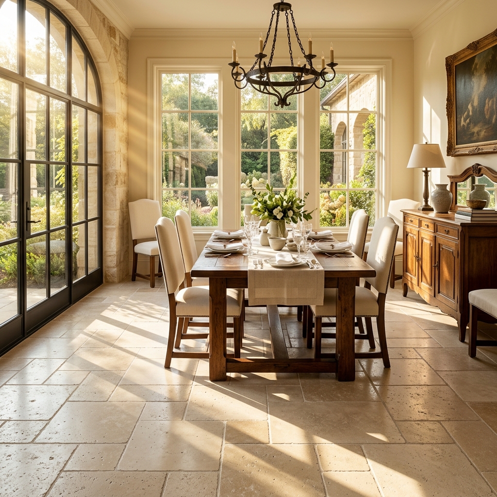 Limestone Offset Tile Pattern